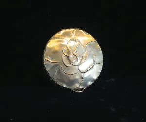 1930's Art Deco Gold Mesh Powder Compact Rose Design