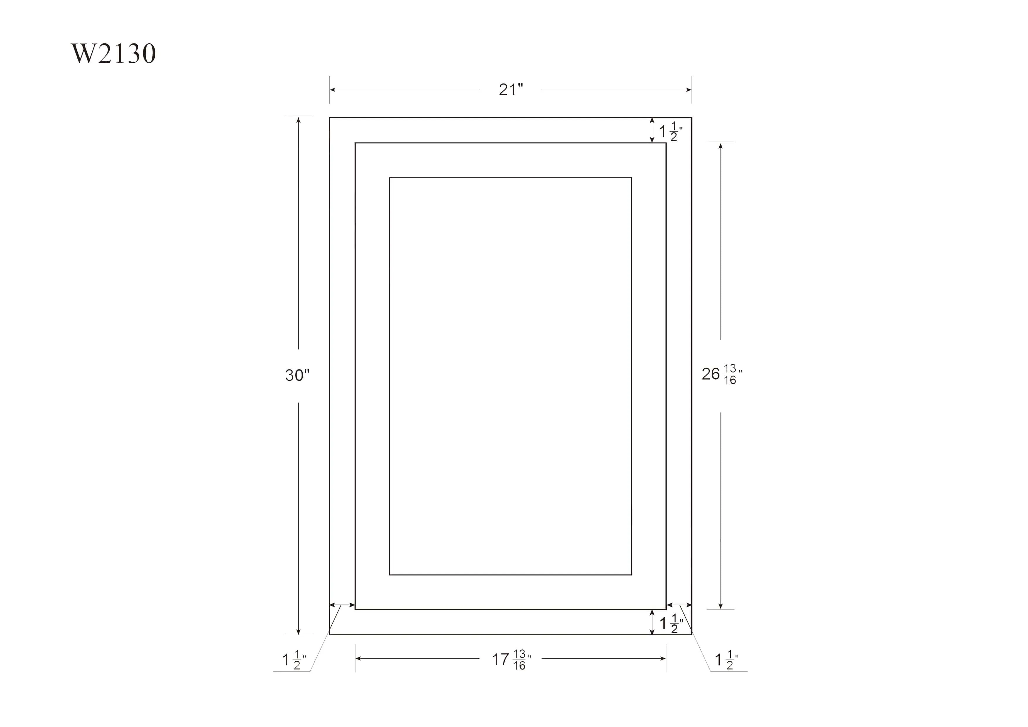 30" Tall White Oak Inset Shaker Wall Cabinet - Single Door 9", 12", 15", 18" & 21" - Special Order