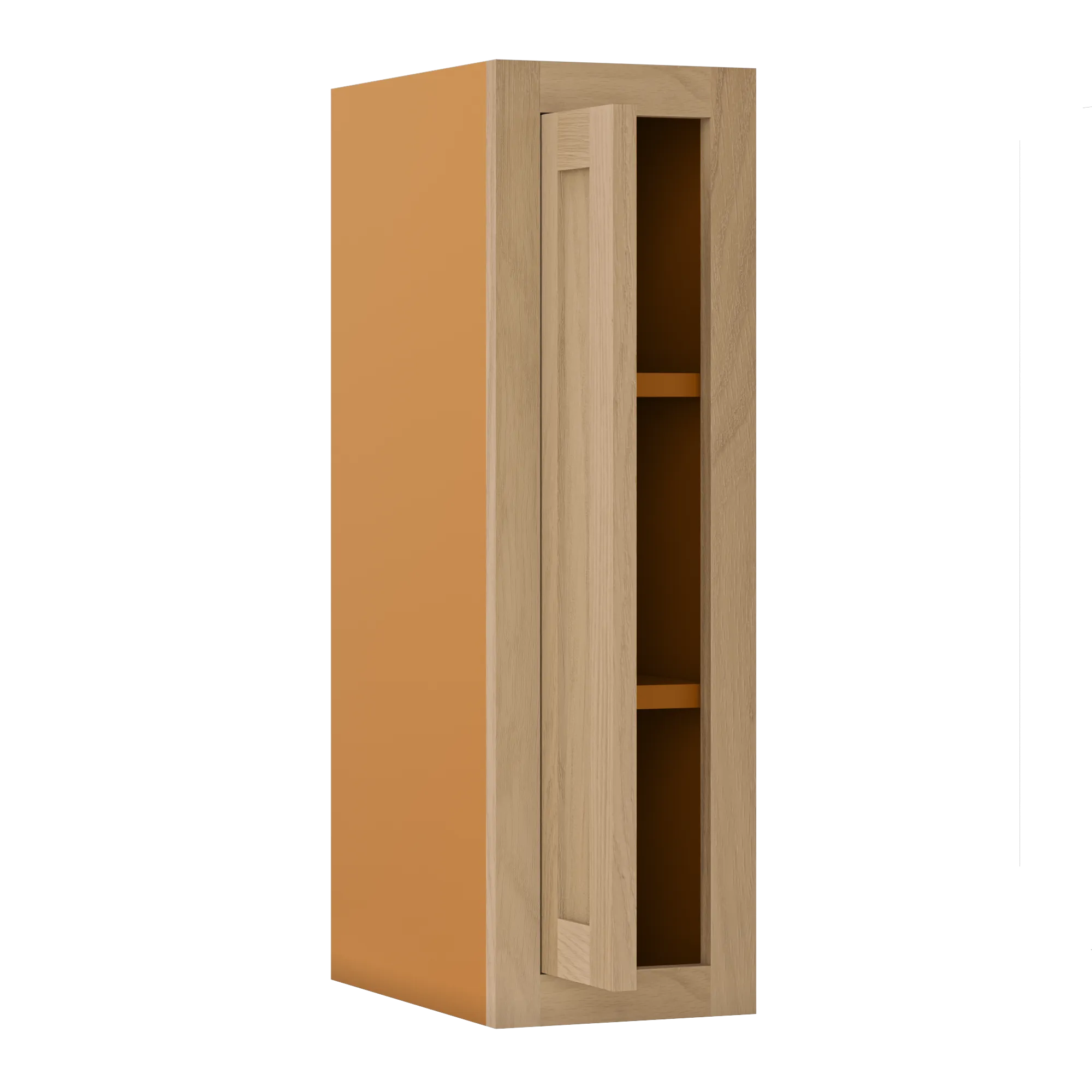 30" Tall White Oak Inset Shaker Wall Cabinet - Single Door 9", 12", 15", 18" & 21" - Special Order