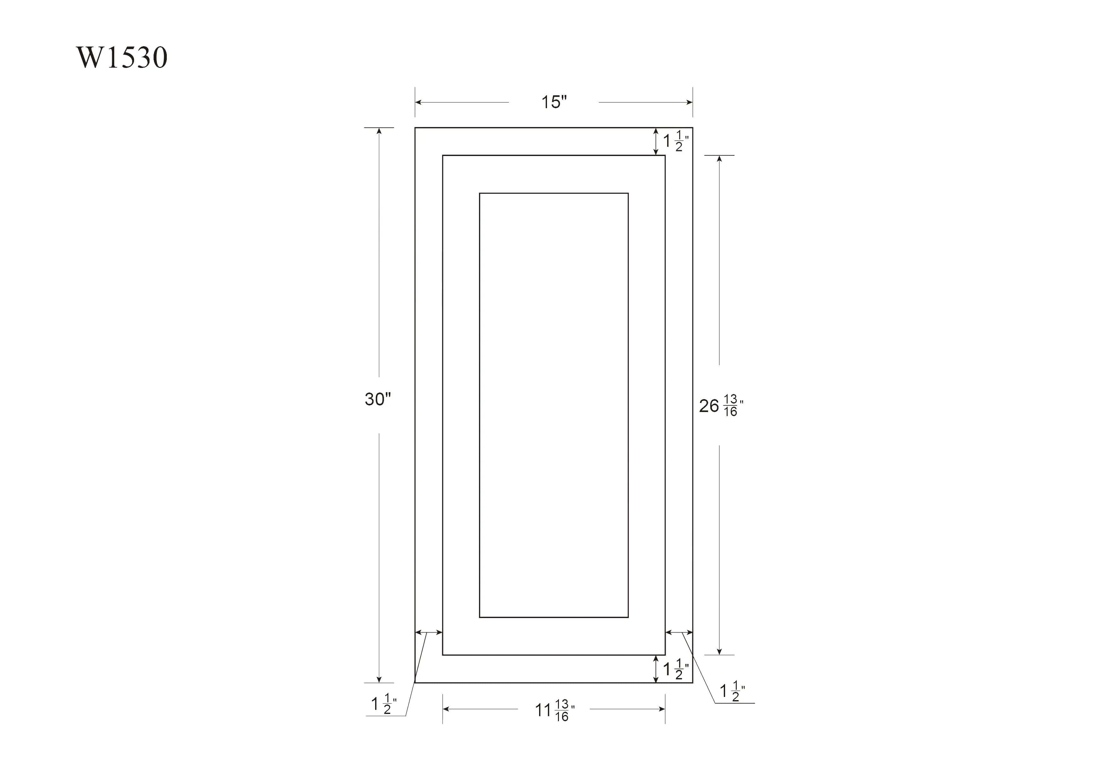 30" Tall White Oak Inset Shaker Wall Cabinet - Single Door 9", 12", 15", 18" & 21" - Special Order
