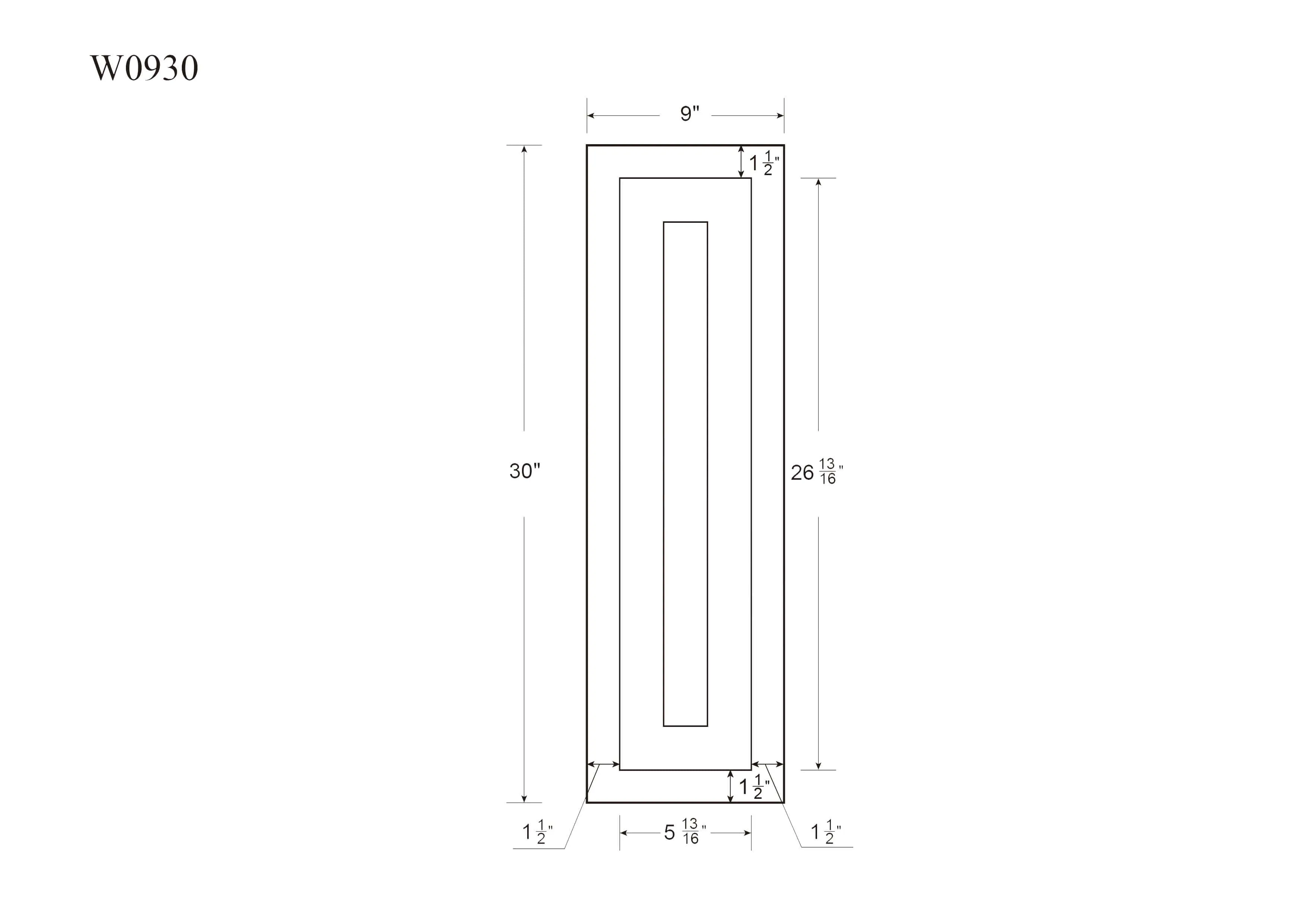 30" Tall White Oak Inset Shaker Wall Cabinet - Single Door 9", 12", 15", 18" & 21" - Special Order