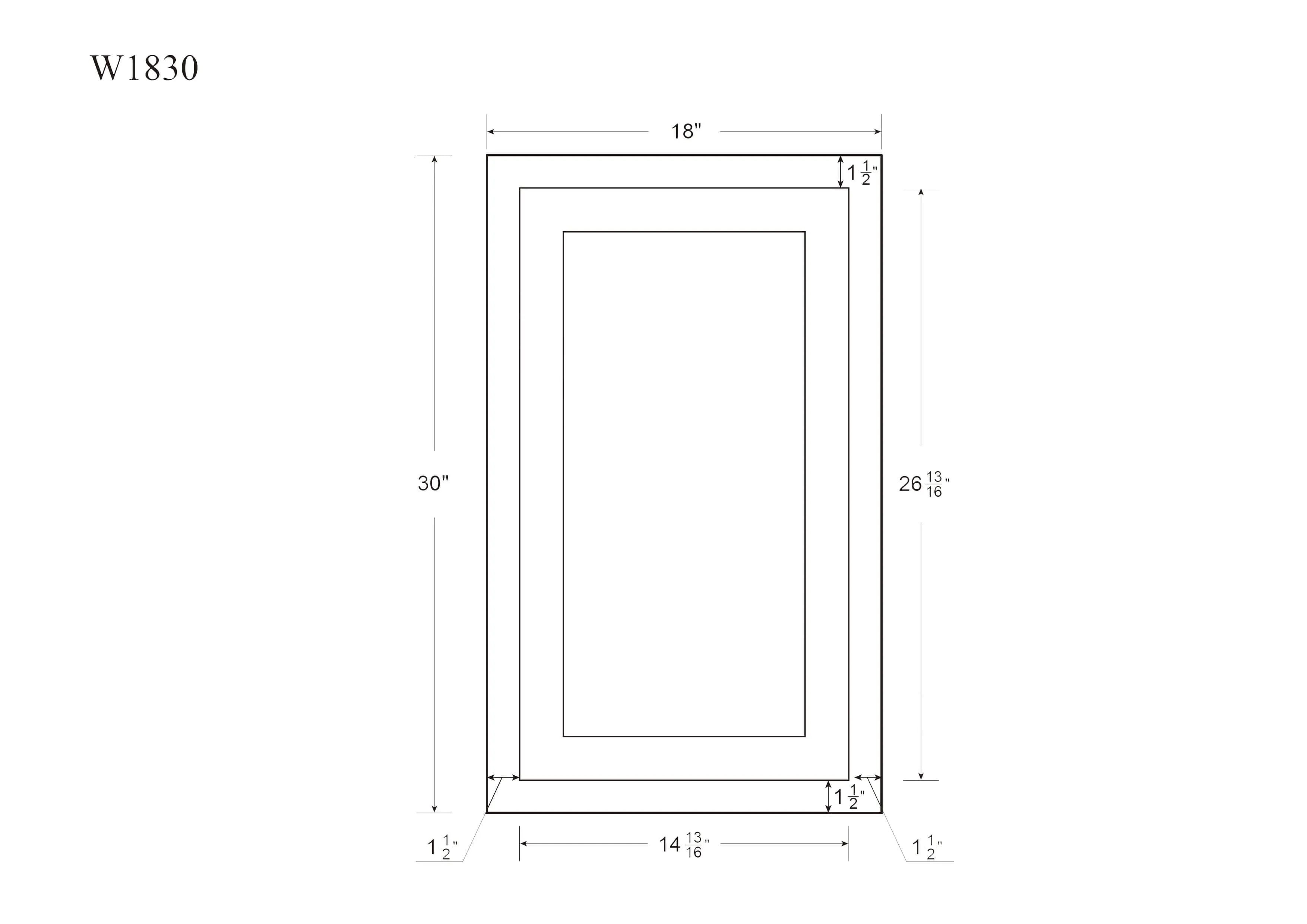 30" Tall White Oak Inset Shaker Wall Cabinet - Single Door 9", 12", 15", 18" & 21" - Special Order