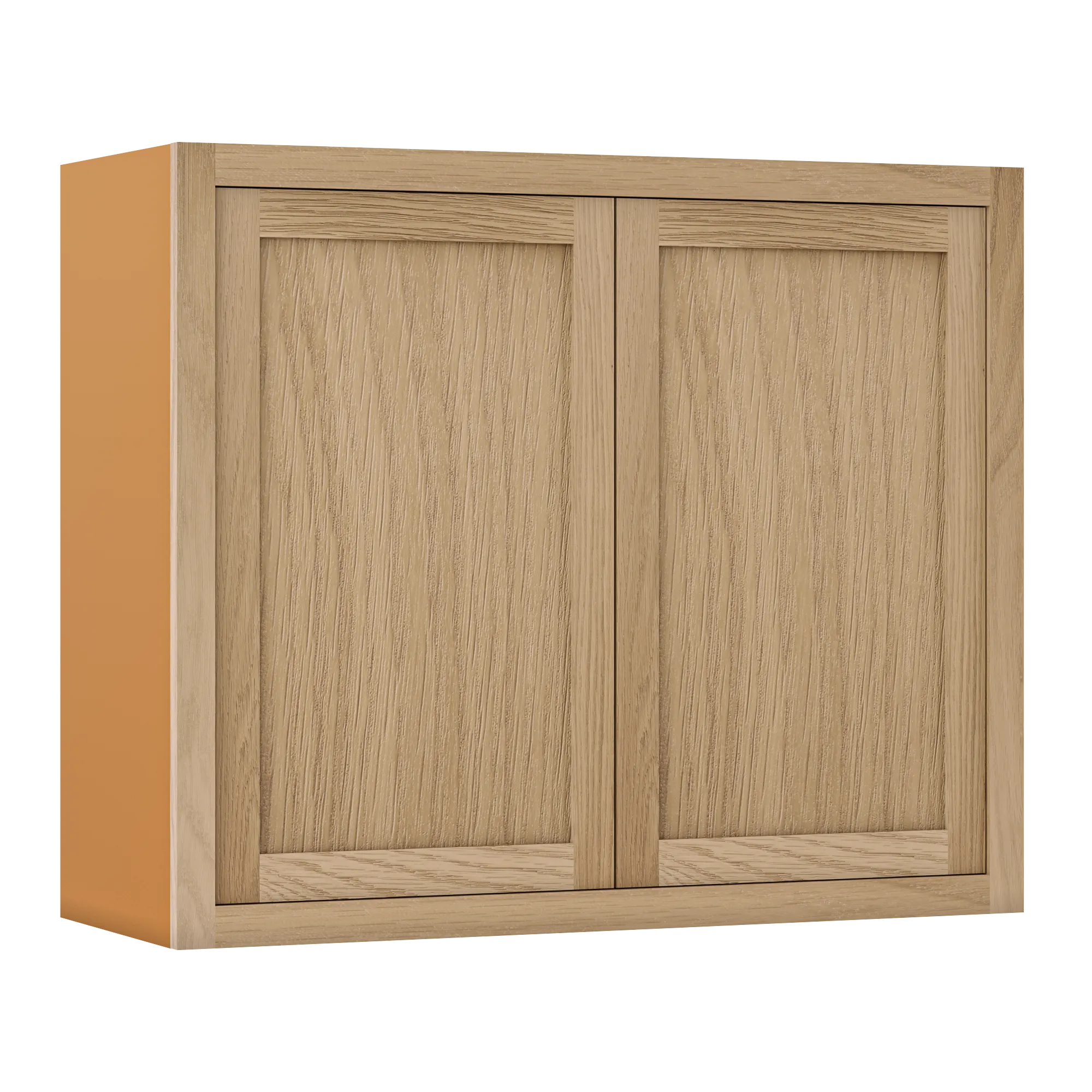 36" Tall White Oak Inset Shaker Wall Cabinet - Double Door 24", 27", 30", 33" & 36" Wide