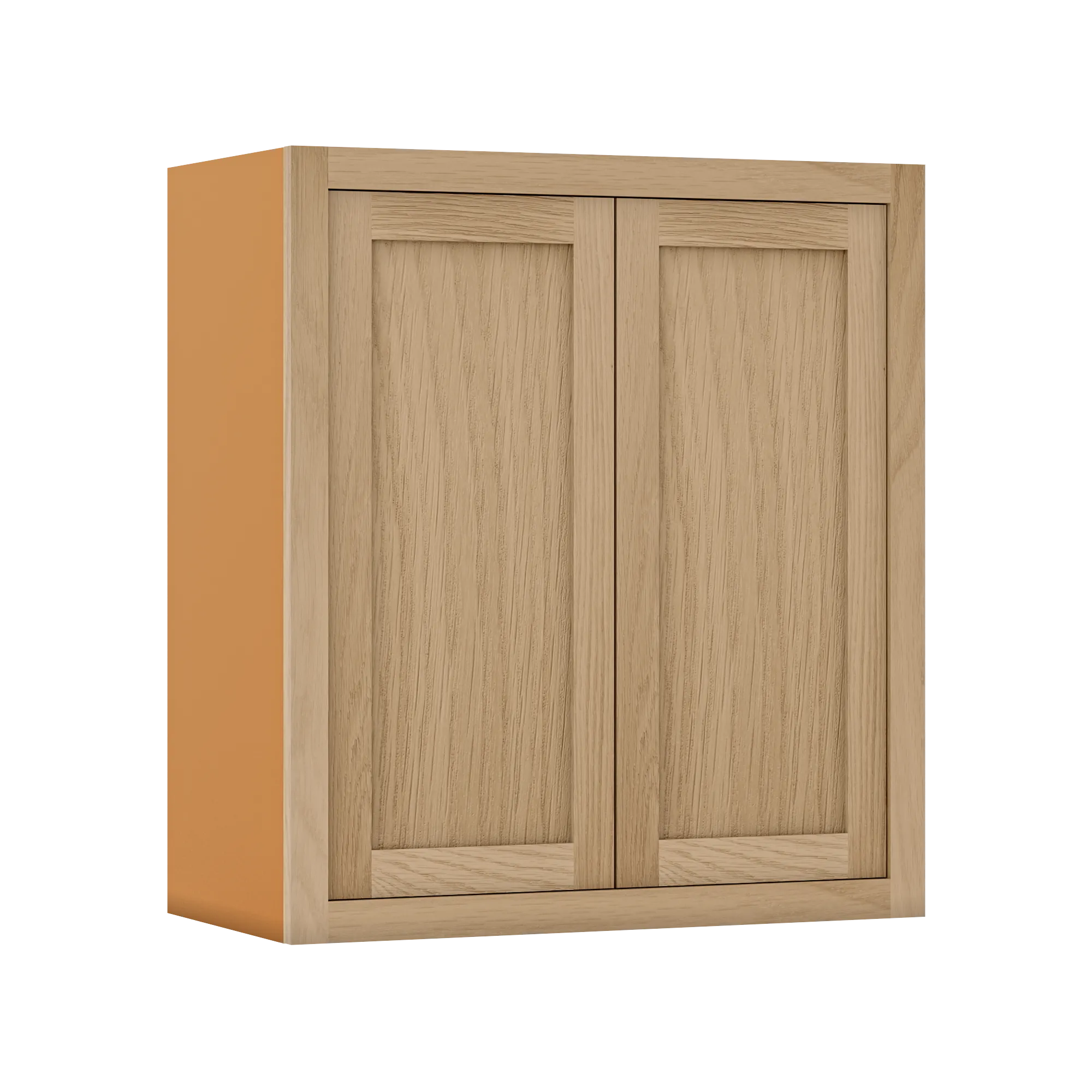 36" Tall White Oak Inset Shaker Wall Cabinet - Double Door 24", 27", 30", 33" & 36" Wide