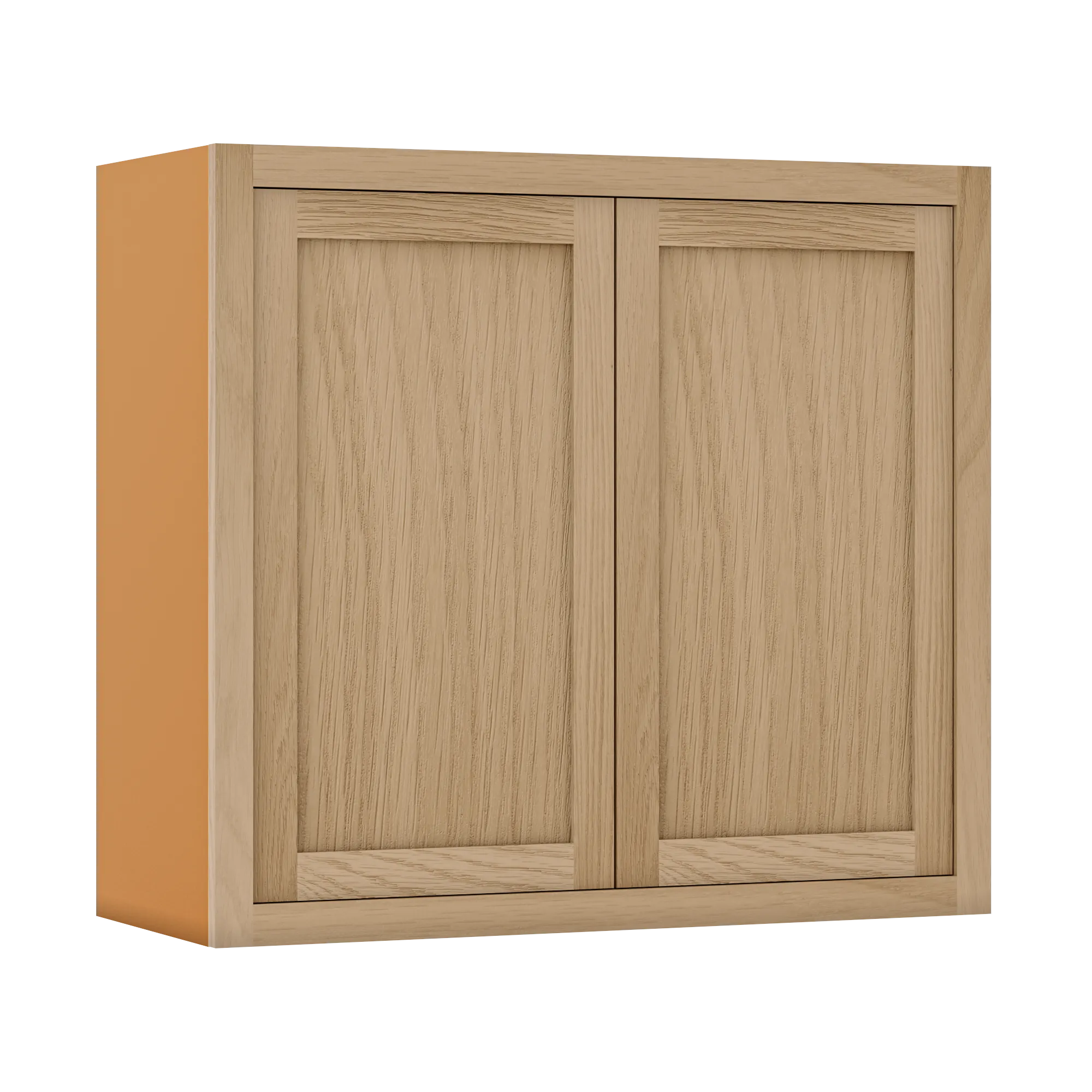 36" Tall White Oak Inset Shaker Wall Cabinet - Double Door 24", 27", 30", 33" & 36" Wide