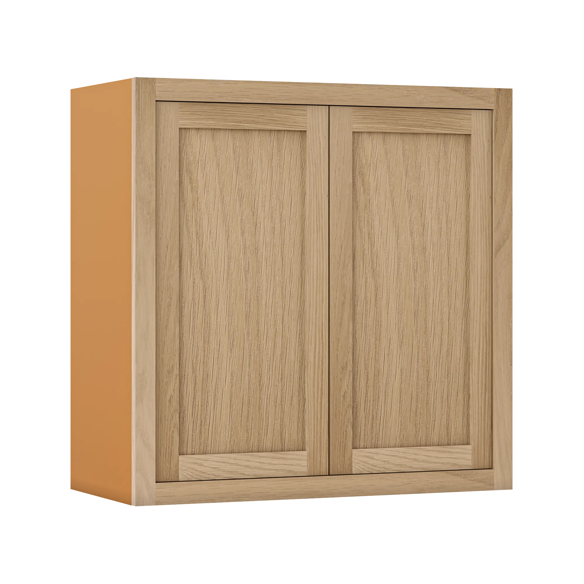 36" Tall White Oak Inset Shaker Wall Cabinet - Double Door 24", 27", 30", 33" & 36" Wide