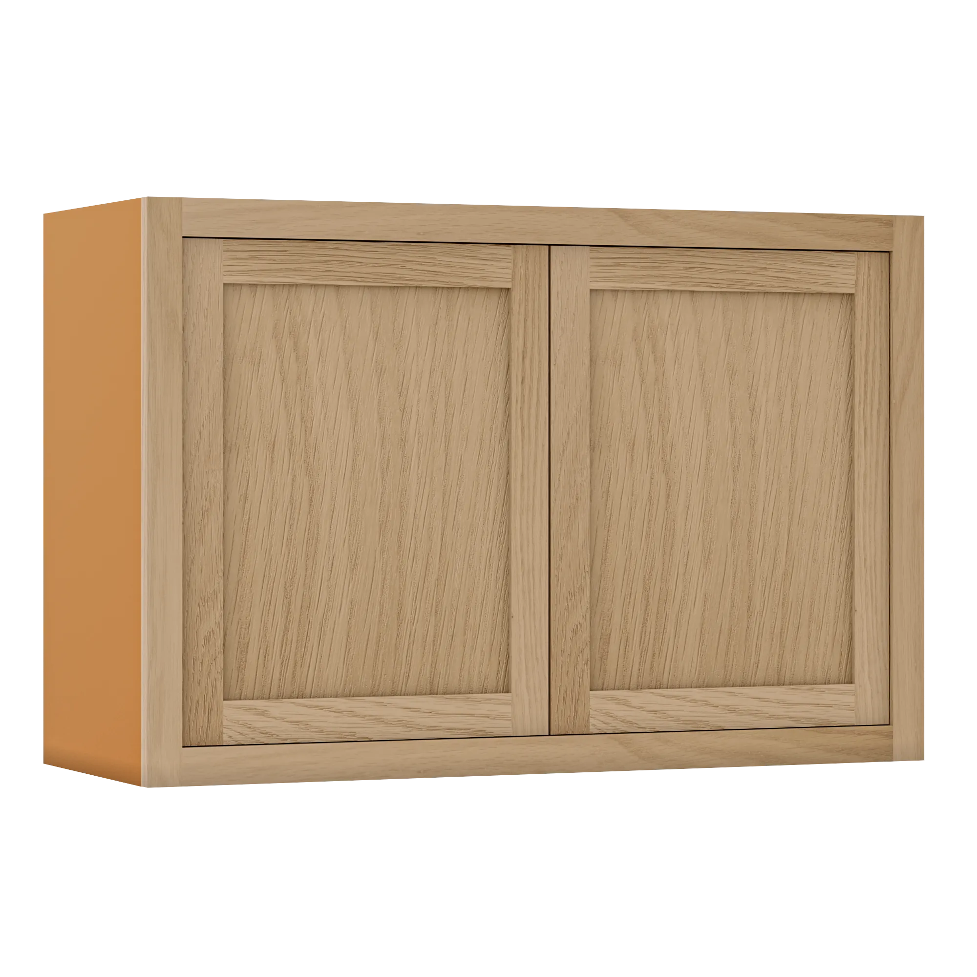 36" Wide Bridge White Oak Inset Shaker Wall Cabinet - Double Door 12", 15", 18", 21" & 24" Tall