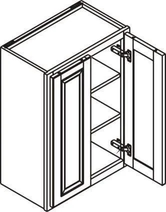 39" Tall Custom Color Glass Ready Inset Shaker Wall Cabinet - Double Door 24", 27", 30", 33" & 36" Wide