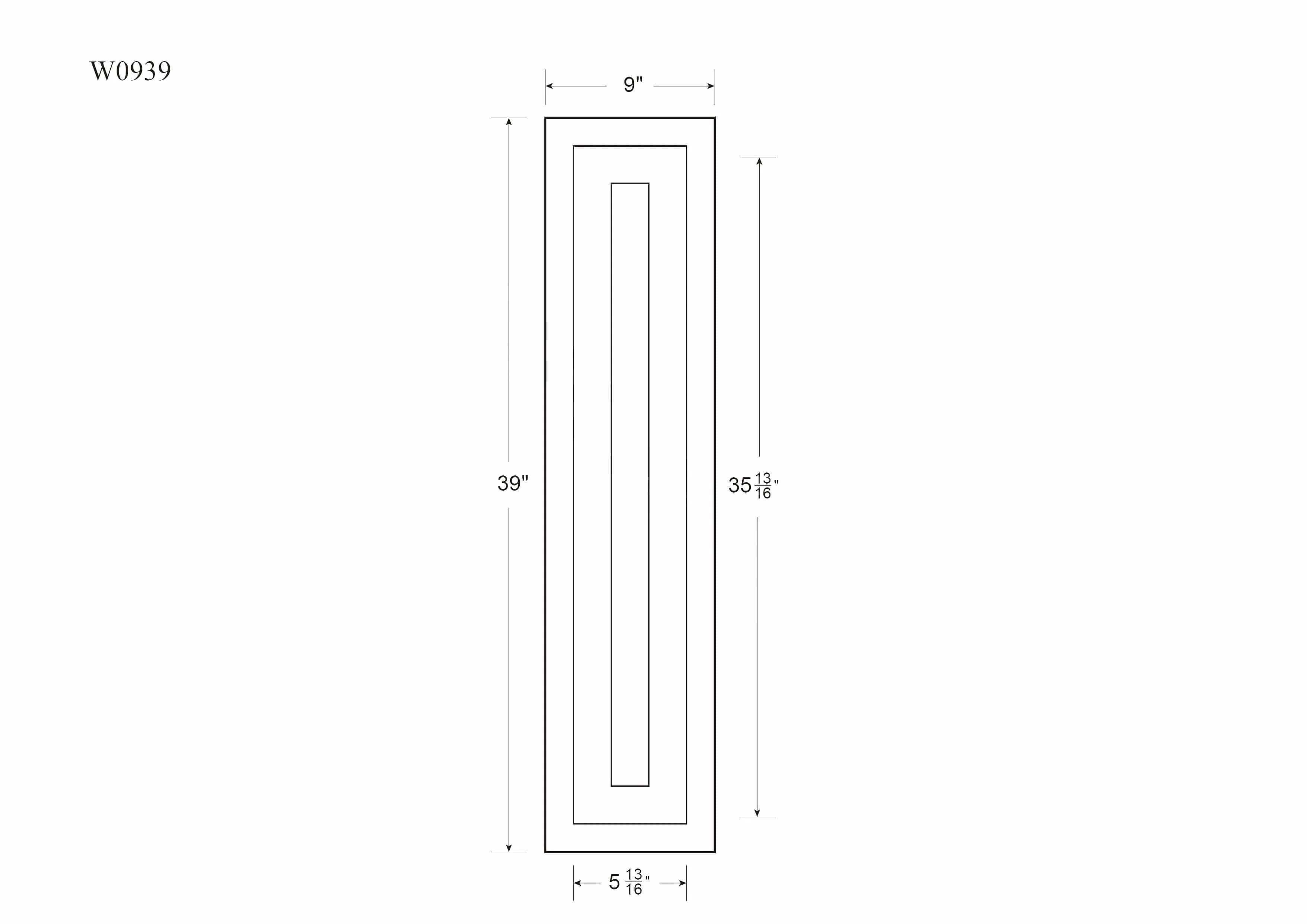 39" Tall Custom Inset Shaker Wall Cabinet - Single Door 9", 12", 15", 18" & 21"