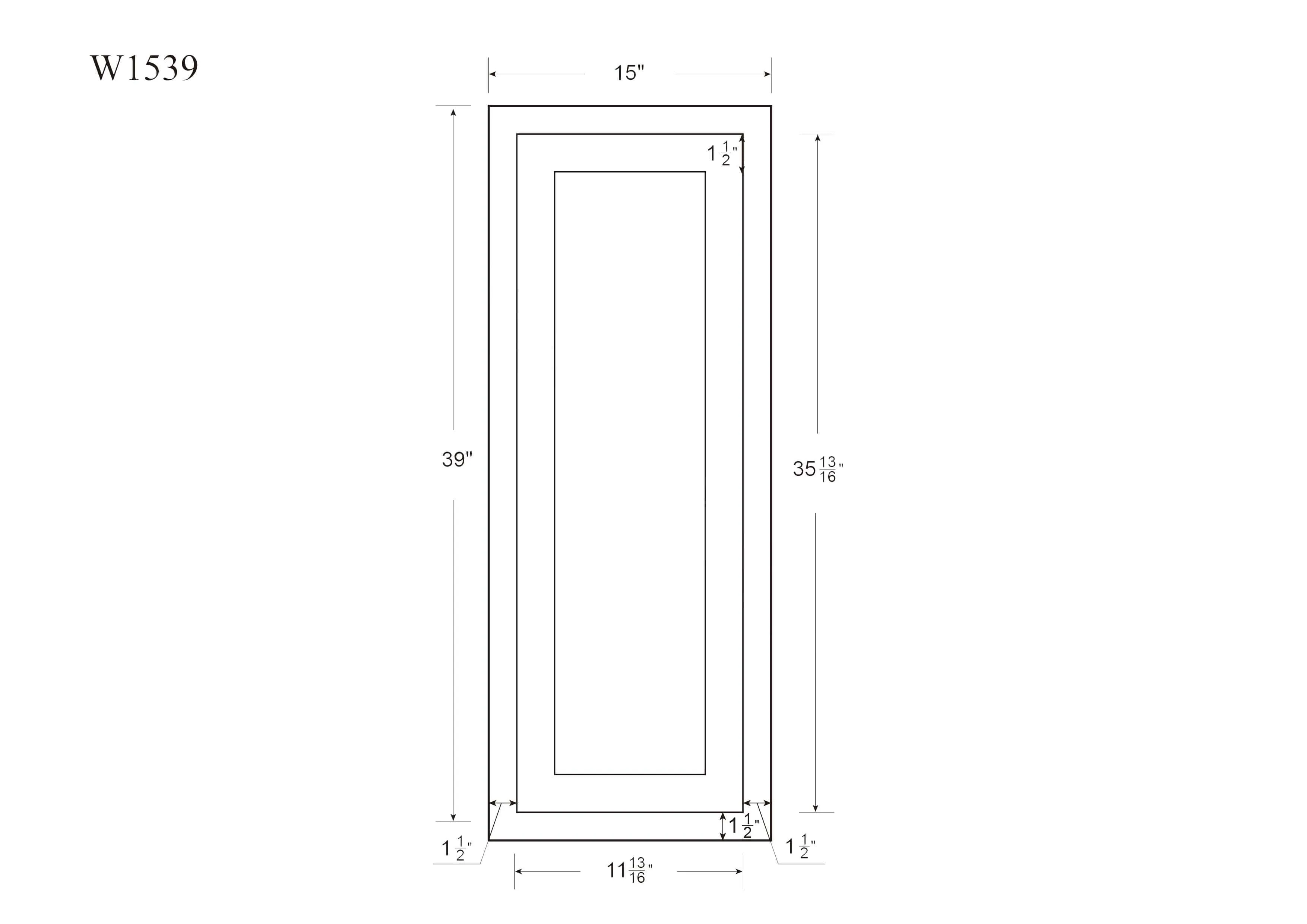 39" Tall Custom Inset Shaker Wall Cabinet - Single Door 9", 12", 15", 18" & 21"