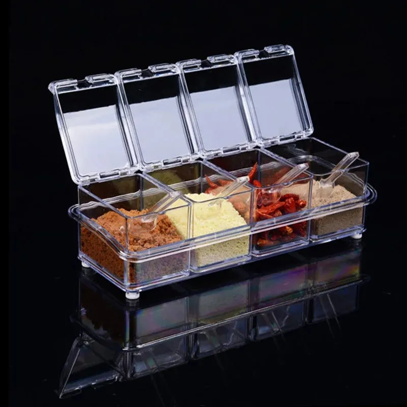 4 Flavors Transparent Spice Jar