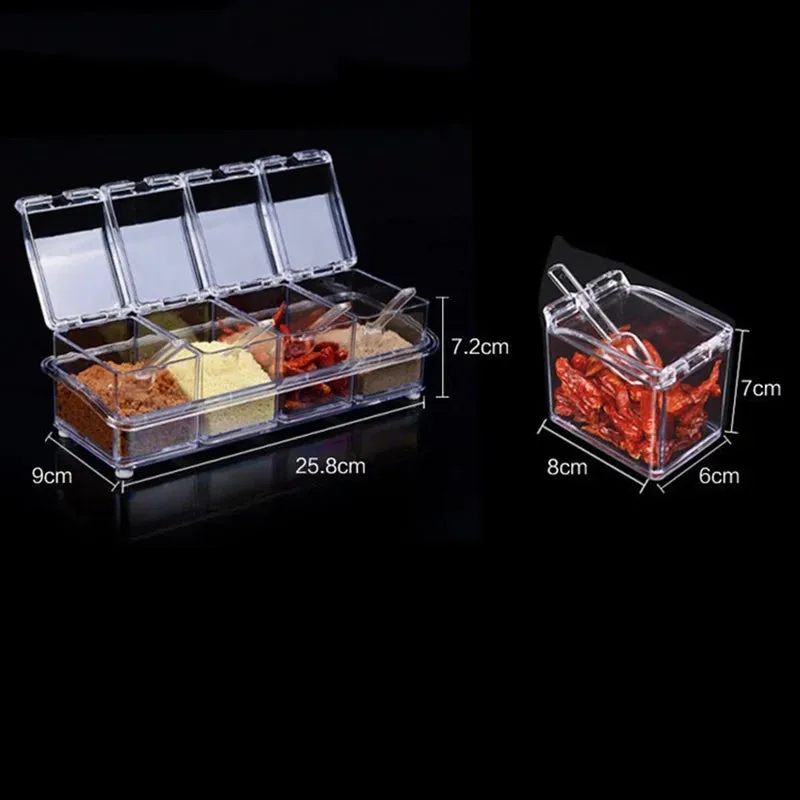 4 Flavors Transparent Spice Jar