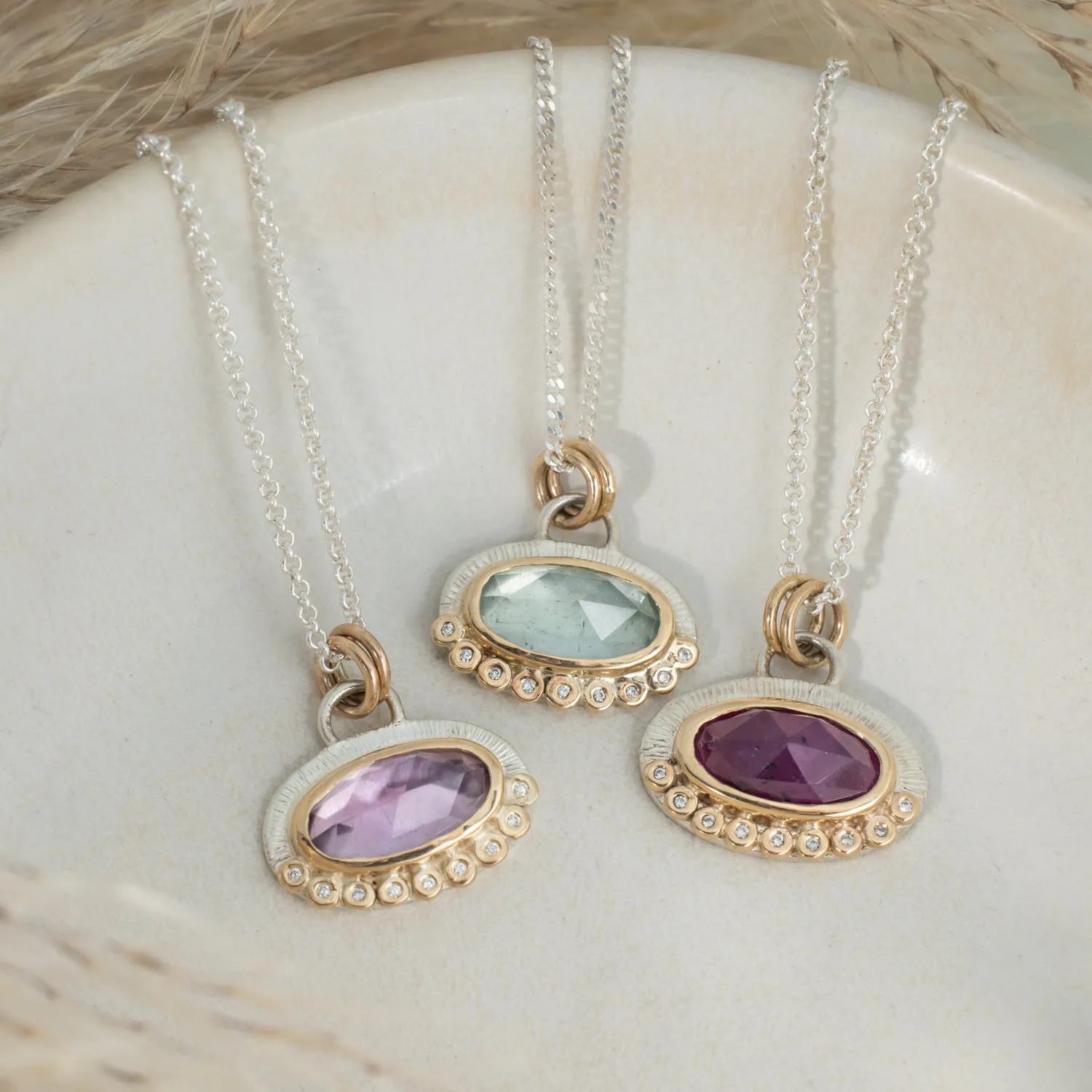 Alice - Gemstone & Diamond Pendant