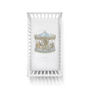 Atelier Choux Satin Fitted Sheet Carousel Blue