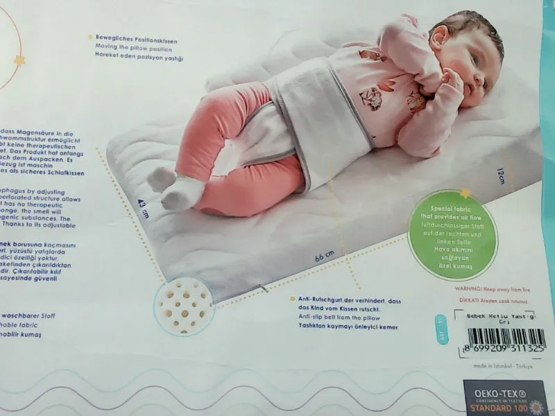 Baby Reflux Support Pillow Gray 43 x 66 x 12 cm