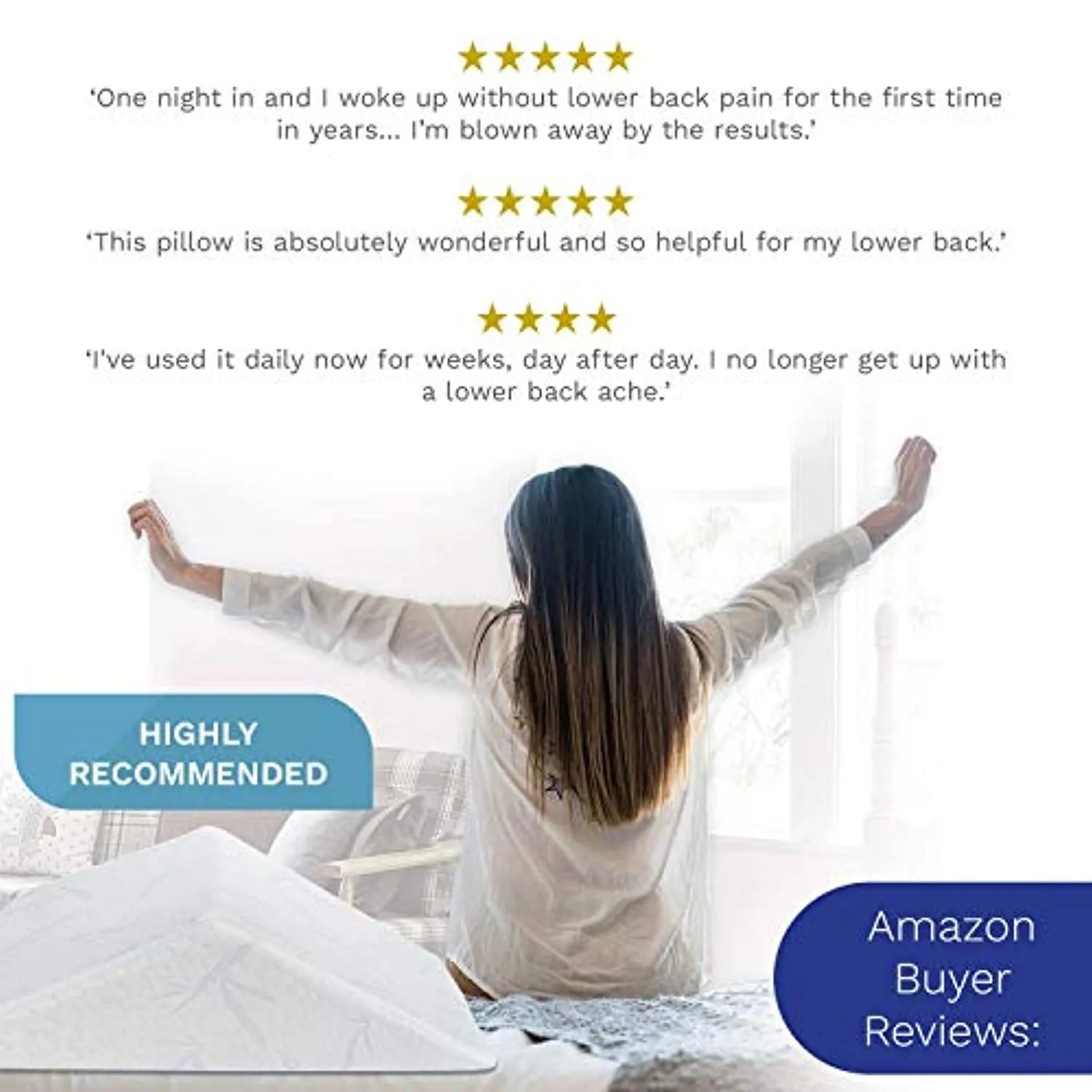 Back Support - Help Reduce Back Pain Immediately. Eco Friendly, Medical Quality Memory Foam  Made in USA