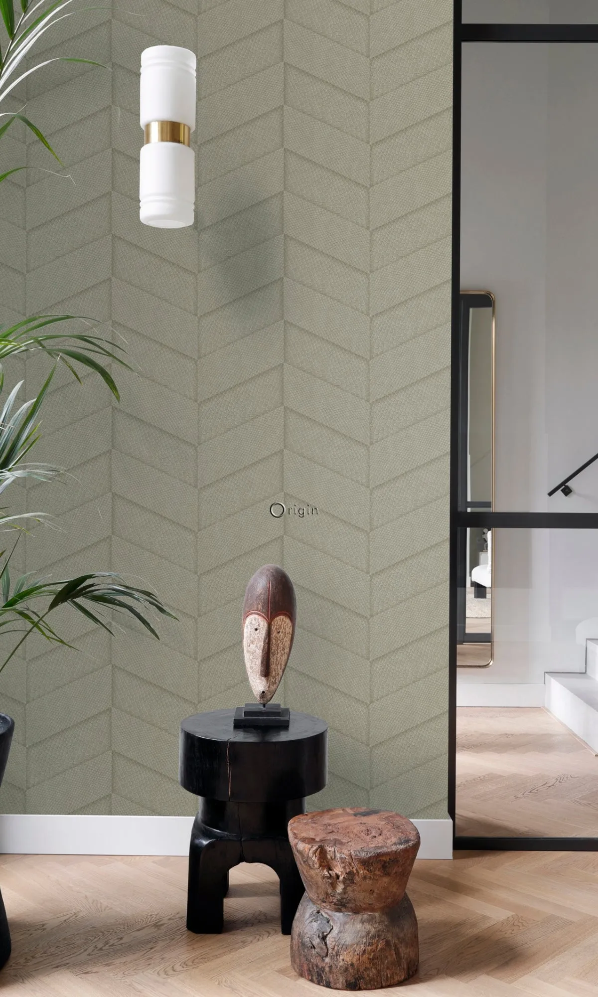 Beige Chevron Textured Geometric Wallpaper R8313