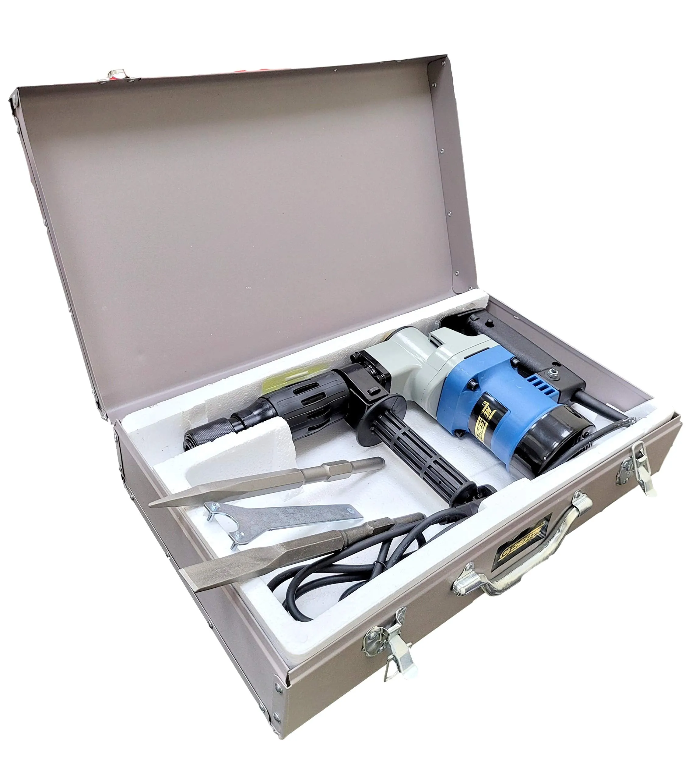 Cheston Ultra 5 Kg Demolition Hammer | 1000W Copper Armature Impact Frequency 3800/min Max Chuck Capacity 20mm | Accessories Included 2 Chisels & Spanner Tool with Carrying Case Box