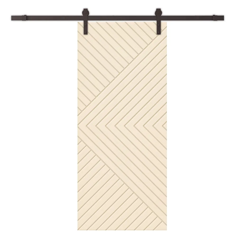 Chevron Arrow Pattern Composite MDF Sliding Barn Door with Hardware Kit