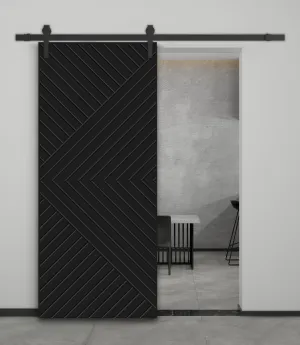 Chevron Arrow Pattern Composite MDF Sliding Barn Door with Hardware Kit
