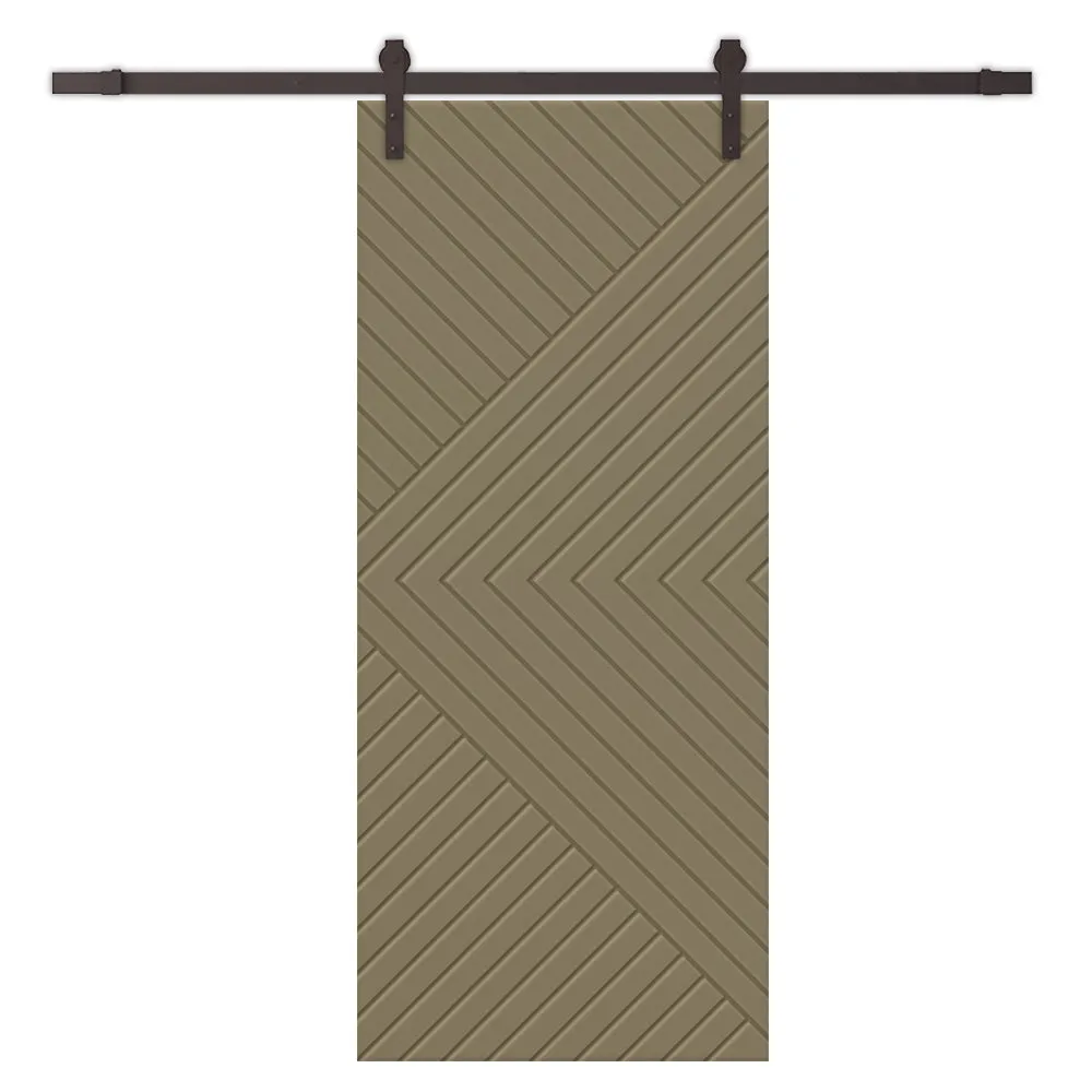 Chevron Arrow Pattern Composite MDF Sliding Barn Door with Hardware Kit