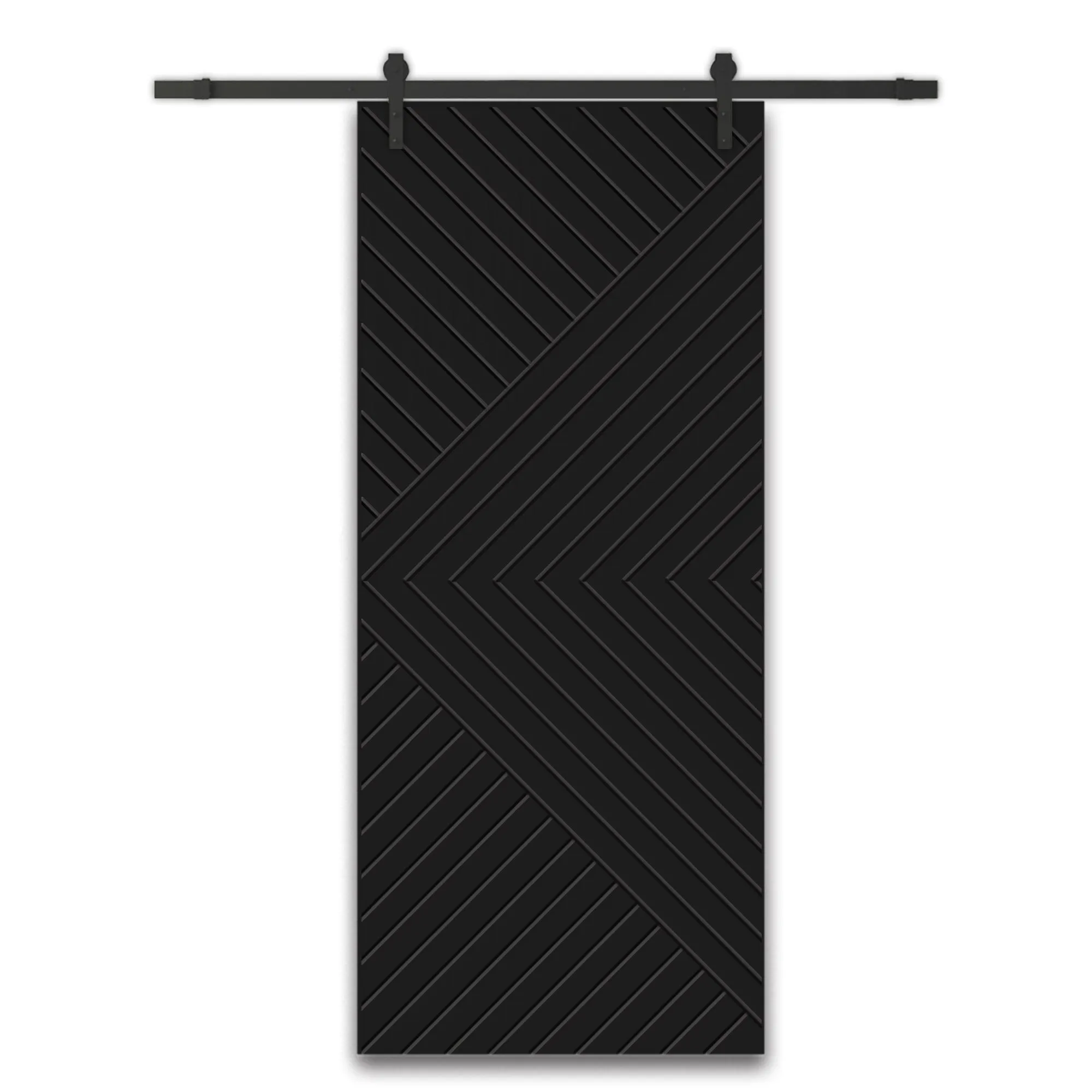 Chevron Arrow Pattern Composite MDF Sliding Barn Door with Hardware Kit