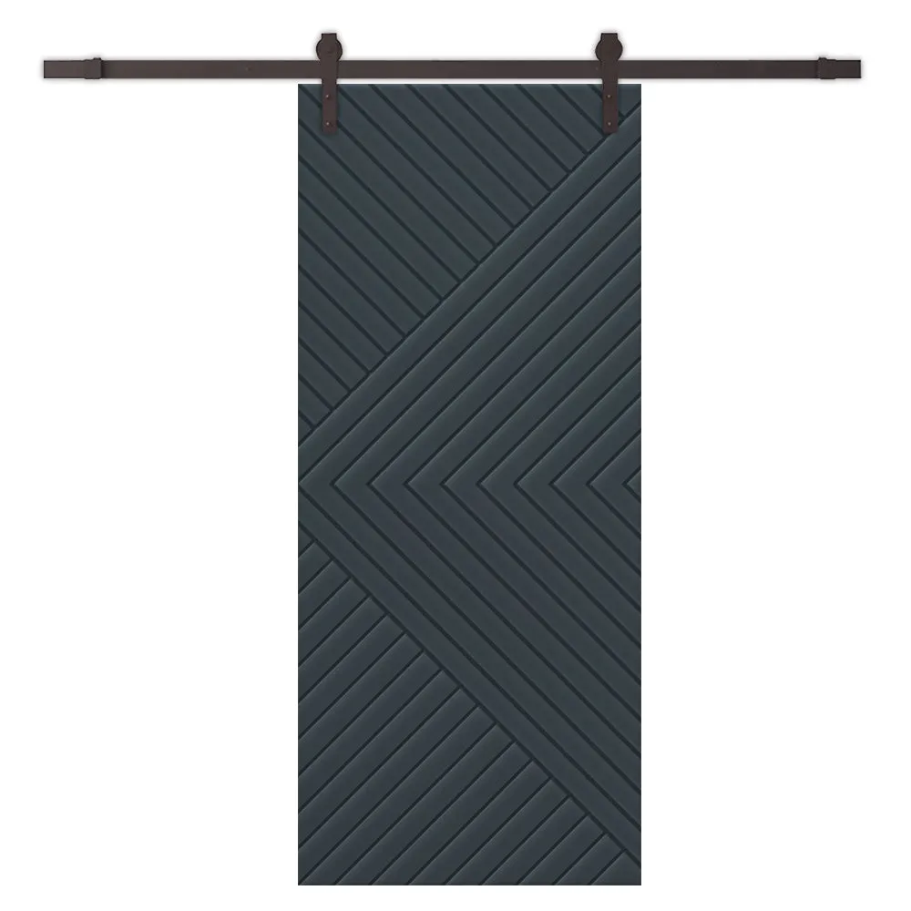 Chevron Arrow Pattern Composite MDF Sliding Barn Door with Hardware Kit