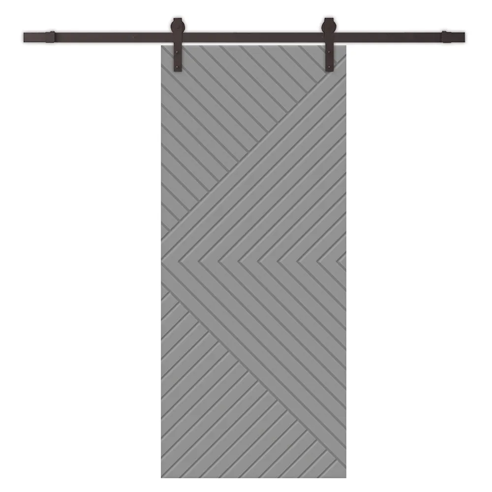 Chevron Arrow Pattern Composite MDF Sliding Barn Door with Hardware Kit