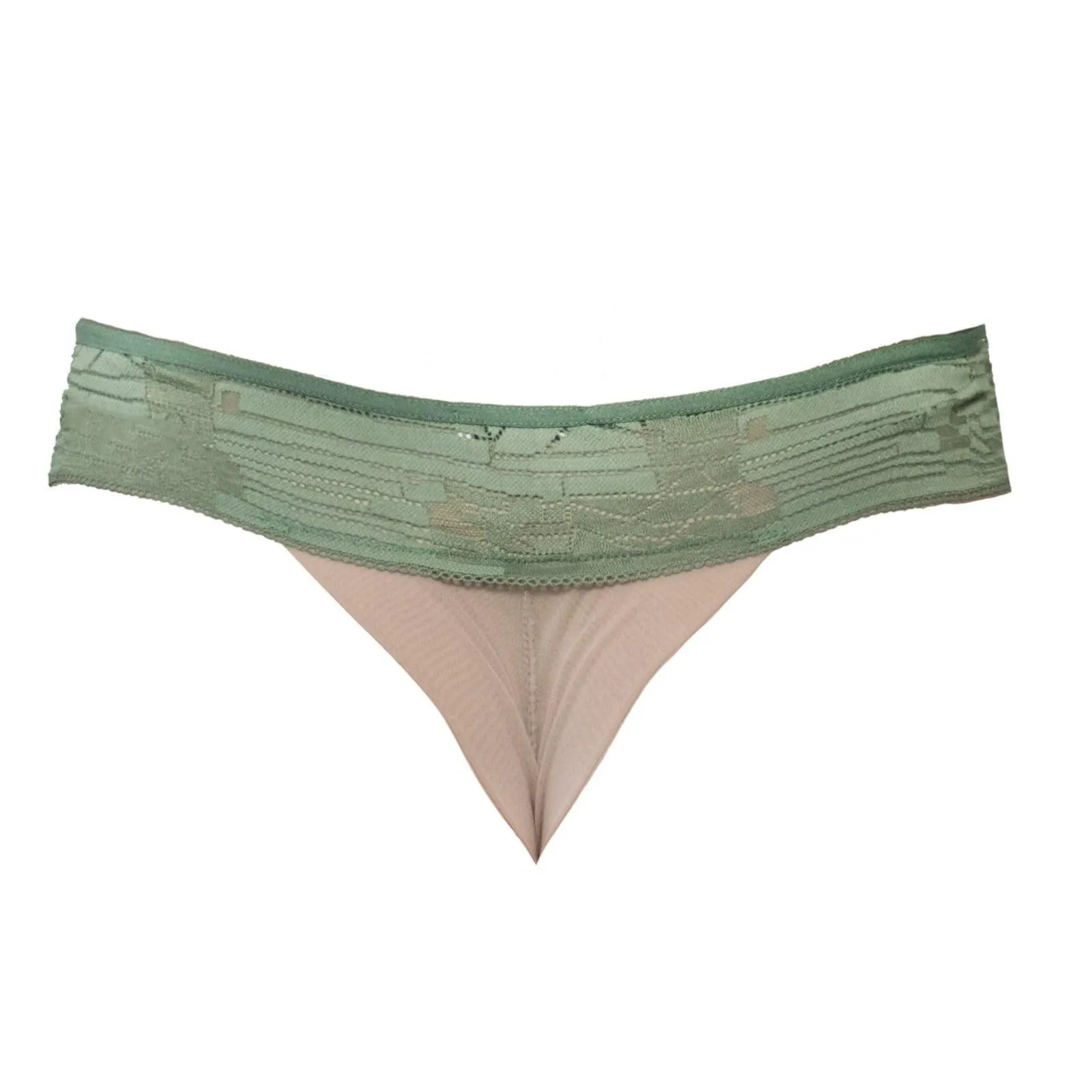 Cleopatra Green Geometric Lace and Tulle Thong
