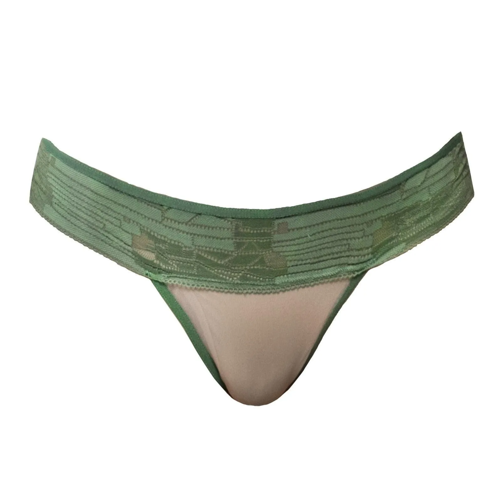Cleopatra Green Geometric Lace and Tulle Thong