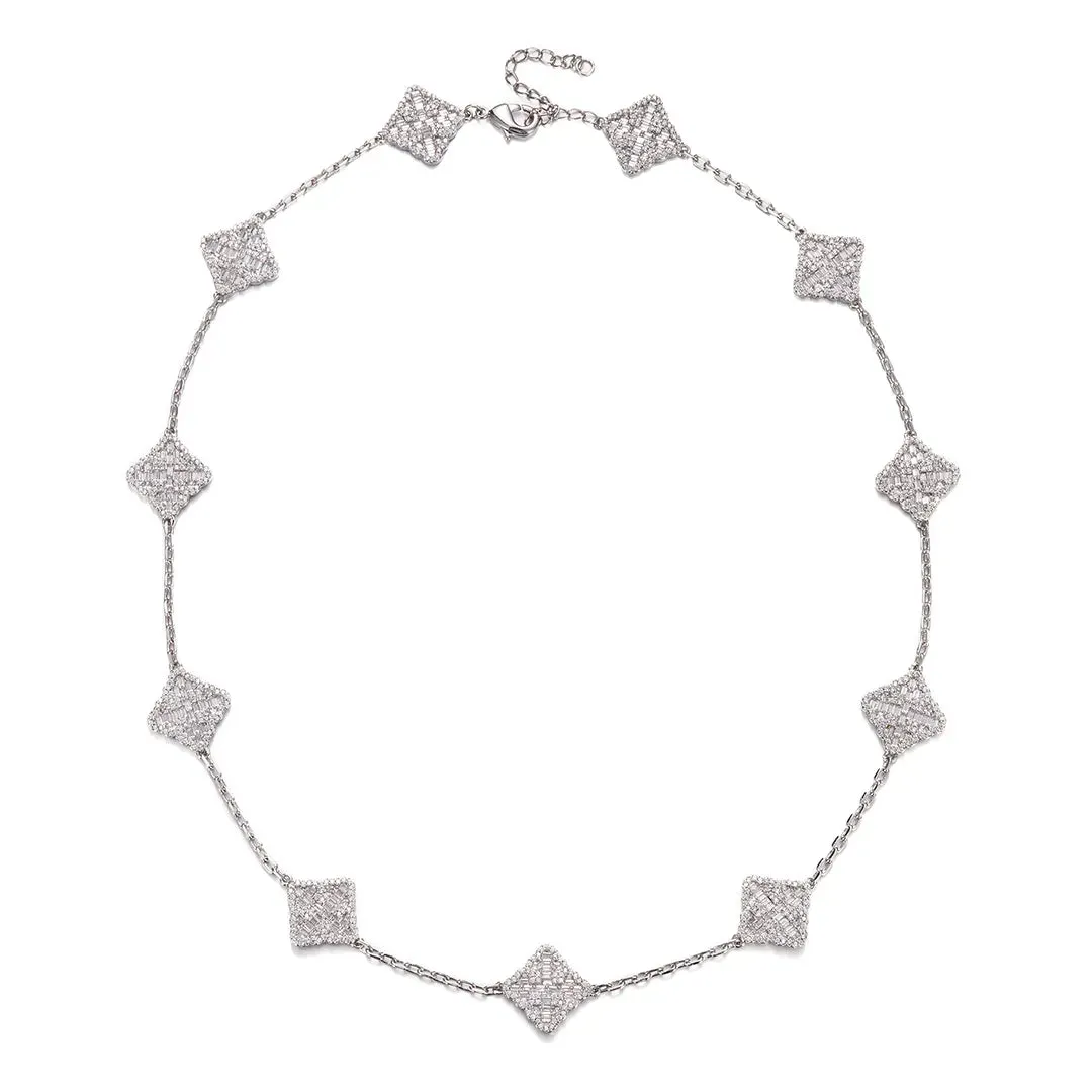Clustered Cross Floral Adjustable Necklace