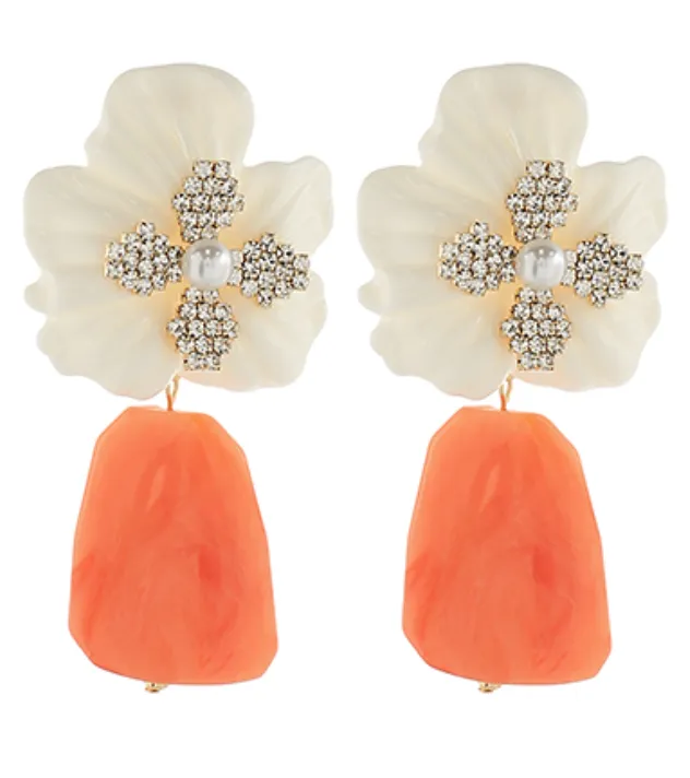 Crystal Flower & Geometric Shape Earrings