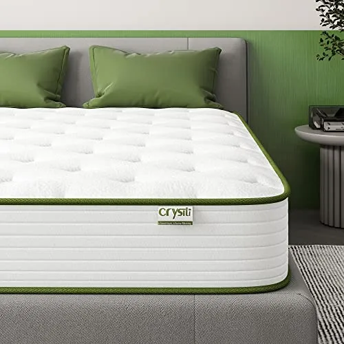 Crystli Full Size Mattress 10 Inch Memory Foam Mattress Hybrid Bed Mattress with Wrapped Innersprings CertiPUR-US Certified Medium Firm Bed-in-a-Box Pressure Relieving Supportive Full Mattress