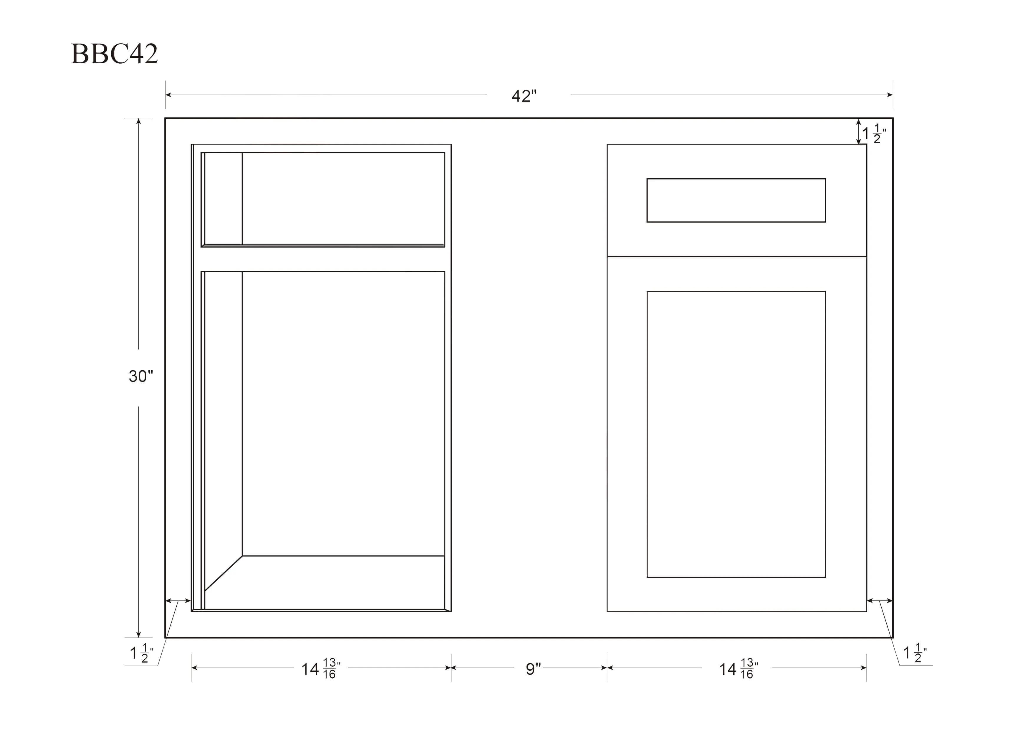 Custom Blind Corner Base (Left or Right) Inset Blind 36" 42" Inch
