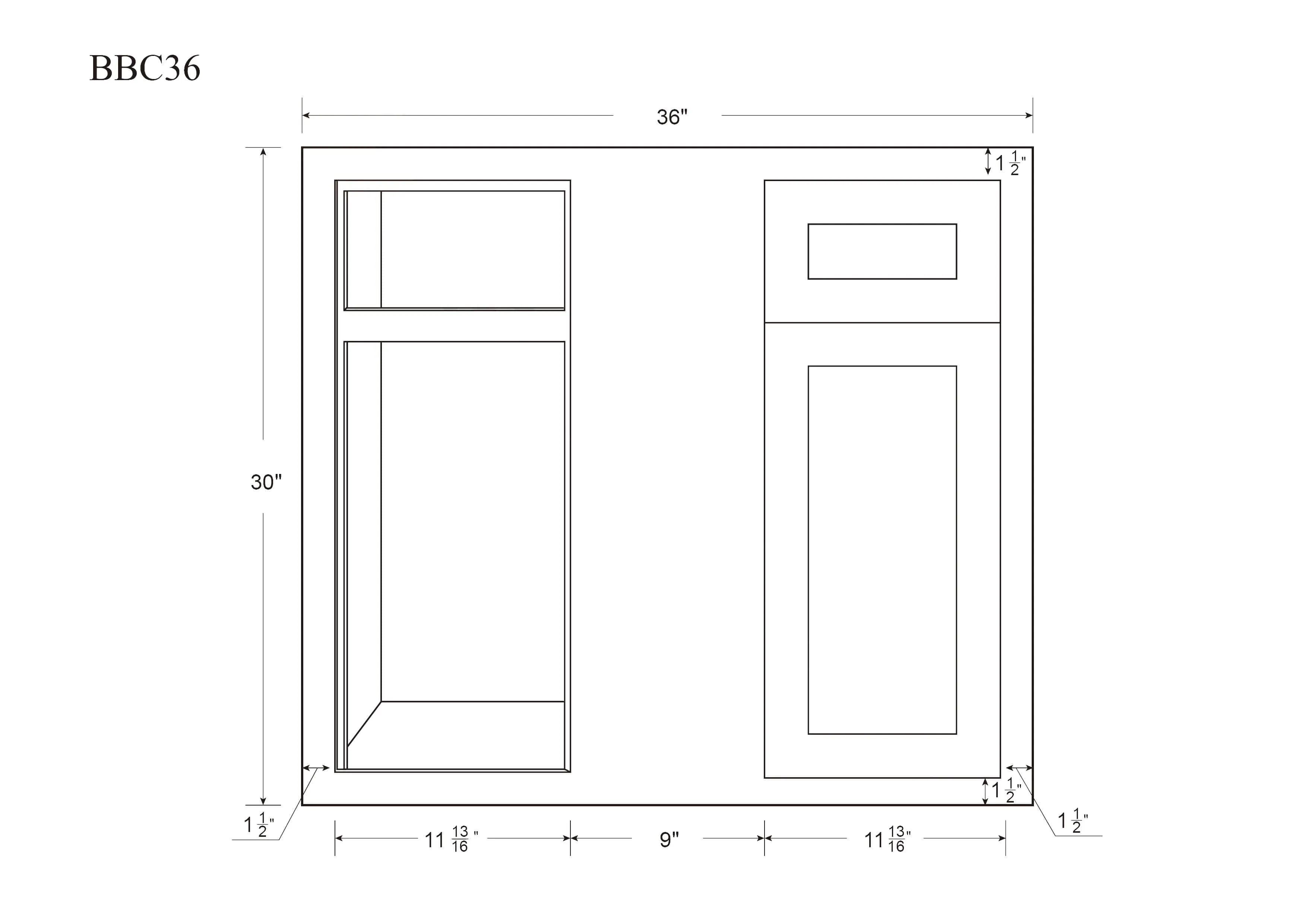 Custom Blind Corner Base (Left or Right) Inset Blind 36" 42" Inch
