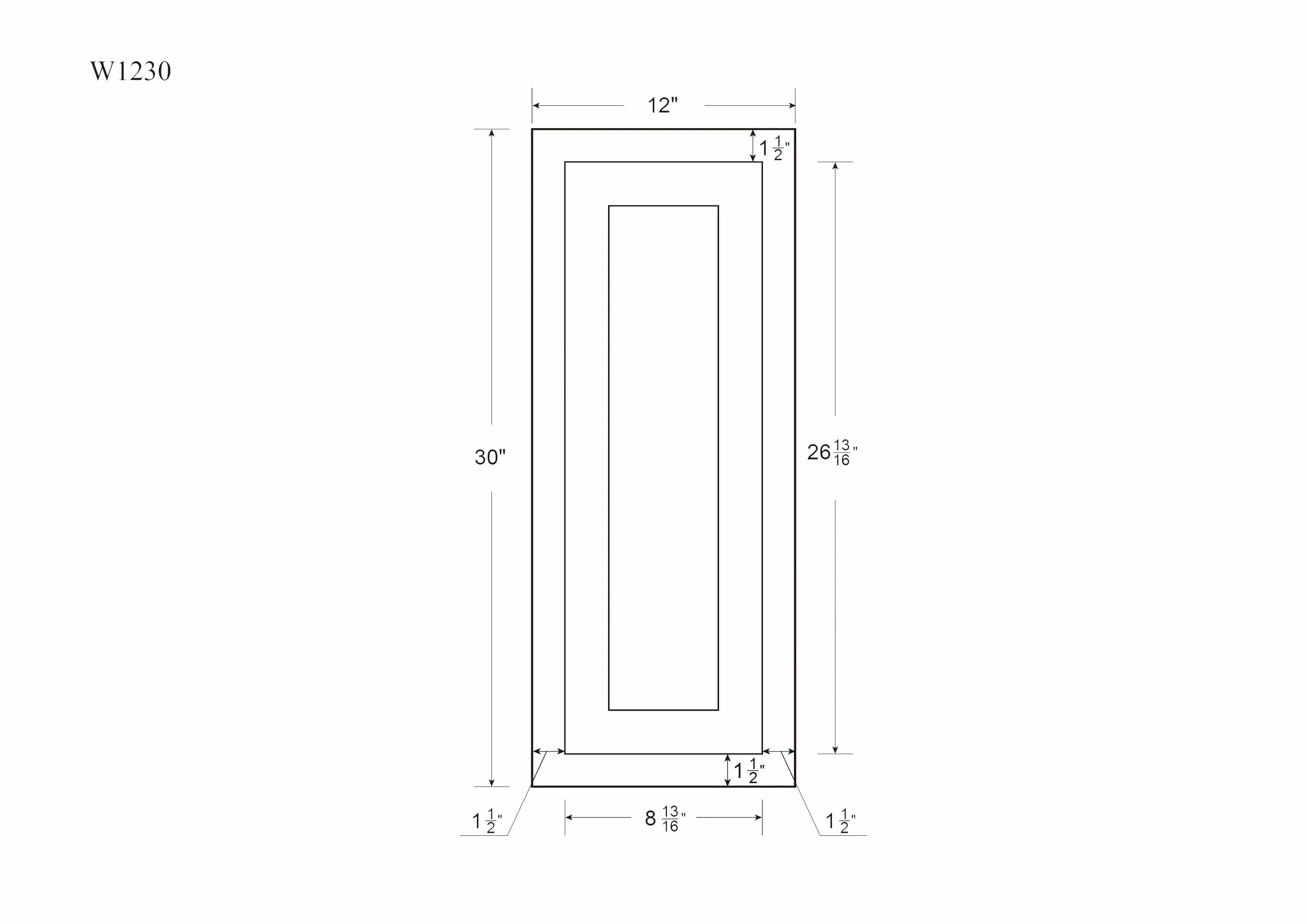 Custom Glass Ready 30" Tall Inset Shaker Wall Cabinet - Single Door 9", 12", 15", 18" & 21"