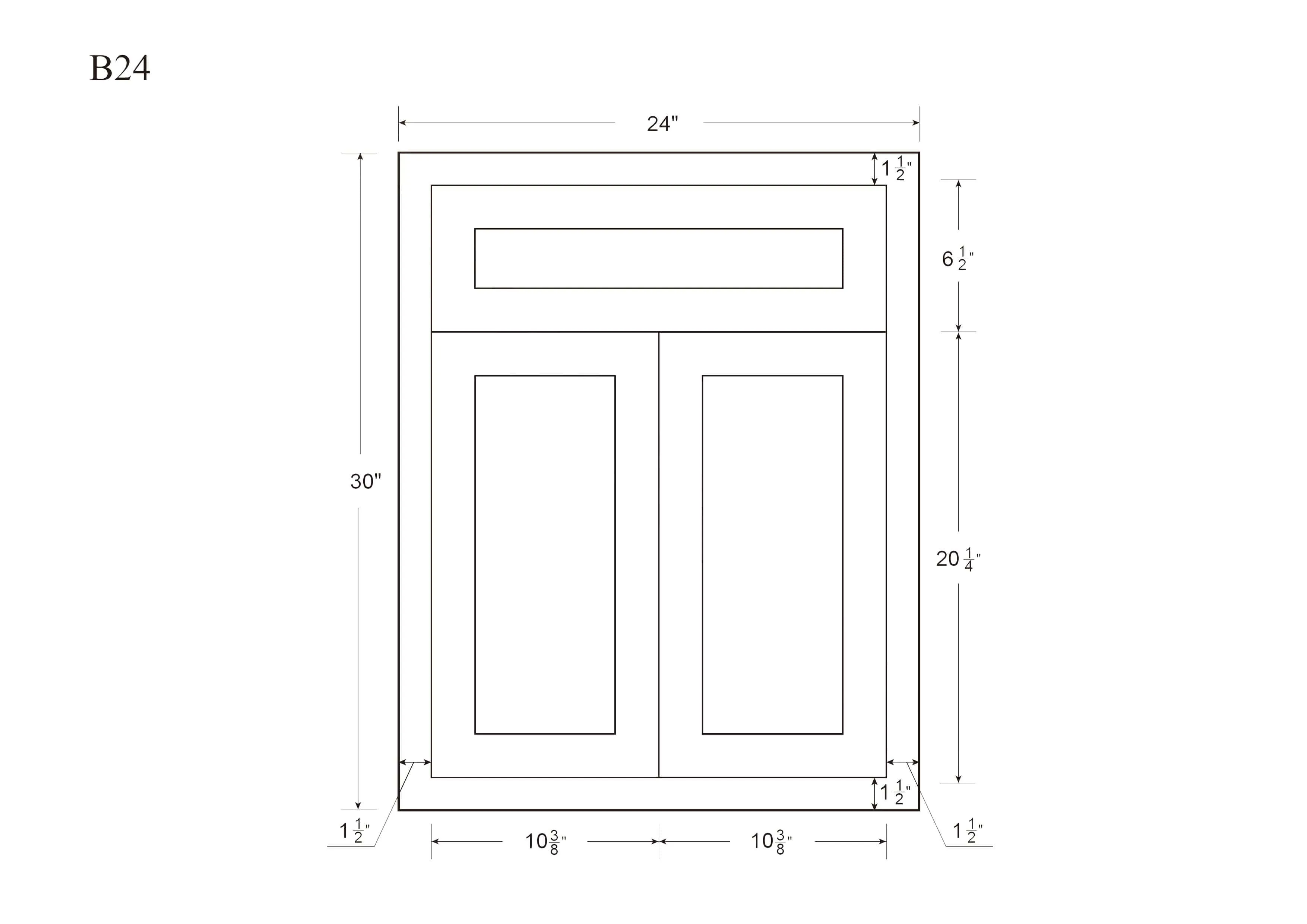 Custom Inset Base Cabinet - Double Door 24"-27" Wide