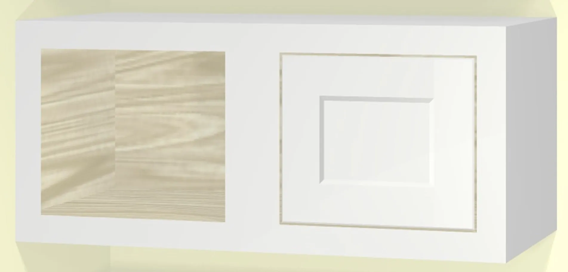 Custom Oak Blind Corner Wall Inset Cabinet 27" Wide by 9", 12" 15", 18", 21", 24", 27", 30", 33", 36", 39  and 42" Tall