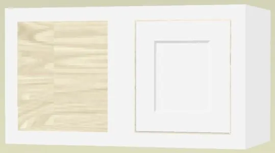 Custom Oak Blind Corner Wall Inset Cabinet 27" Wide by 9", 12" 15", 18", 21", 24", 27", 30", 33", 36", 39  and 42" Tall