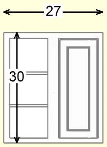 Custom Oak Blind Corner Wall Inset Cabinet 27" Wide by 9", 12" 15", 18", 21", 24", 27", 30", 33", 36", 39  and 42" Tall