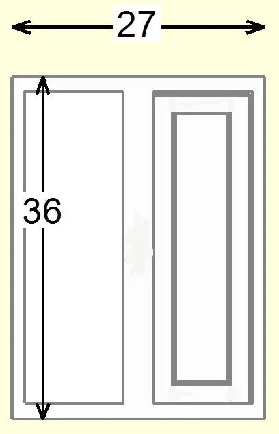 Custom Oak Blind Corner Wall Inset Cabinet 27" Wide by 9", 12" 15", 18", 21", 24", 27", 30", 33", 36", 39  and 42" Tall