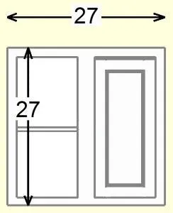 Custom Oak Blind Corner Wall Inset Cabinet 27" Wide by 9", 12" 15", 18", 21", 24", 27", 30", 33", 36", 39  and 42" Tall