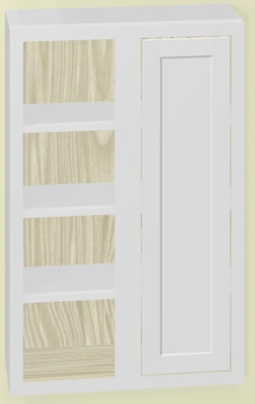 Custom Oak Blind Corner Wall Inset Cabinet 27" Wide by 9", 12" 15", 18", 21", 24", 27", 30", 33", 36", 39  and 42" Tall