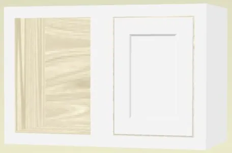 Custom Oak Blind Corner Wall Inset Cabinet 27" Wide by 9", 12" 15", 18", 21", 24", 27", 30", 33", 36", 39  and 42" Tall