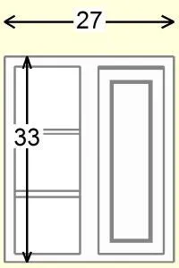 Custom Oak Blind Corner Wall Inset Cabinet 27" Wide by 9", 12" 15", 18", 21", 24", 27", 30", 33", 36", 39  and 42" Tall