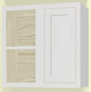Custom Oak Blind Corner Wall Inset Cabinet 27" Wide by 9", 12" 15", 18", 21", 24", 27", 30", 33", 36", 39  and 42" Tall