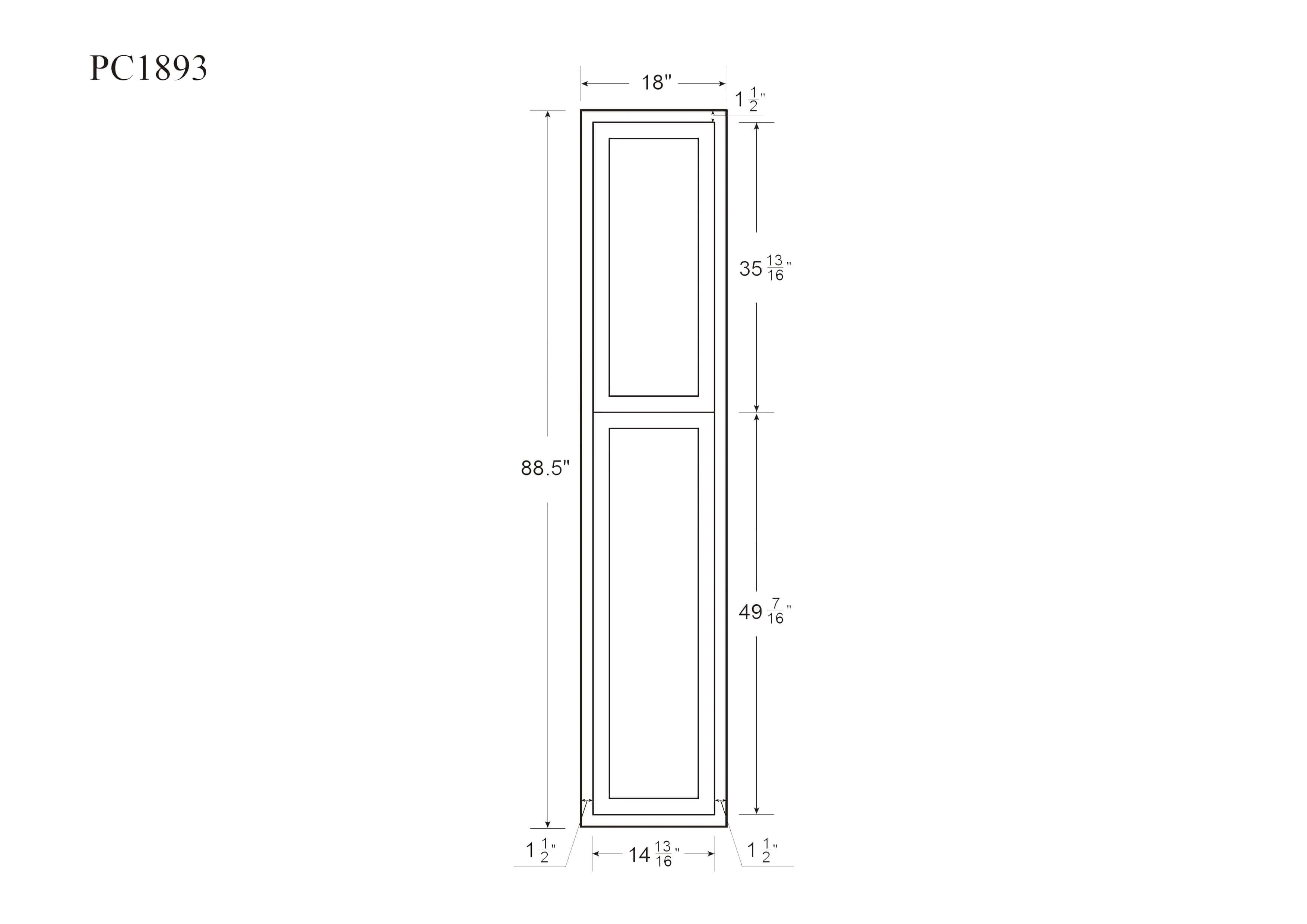 Custom Pantry Inset Cabinet 93" Tall 18' & 21" Wide