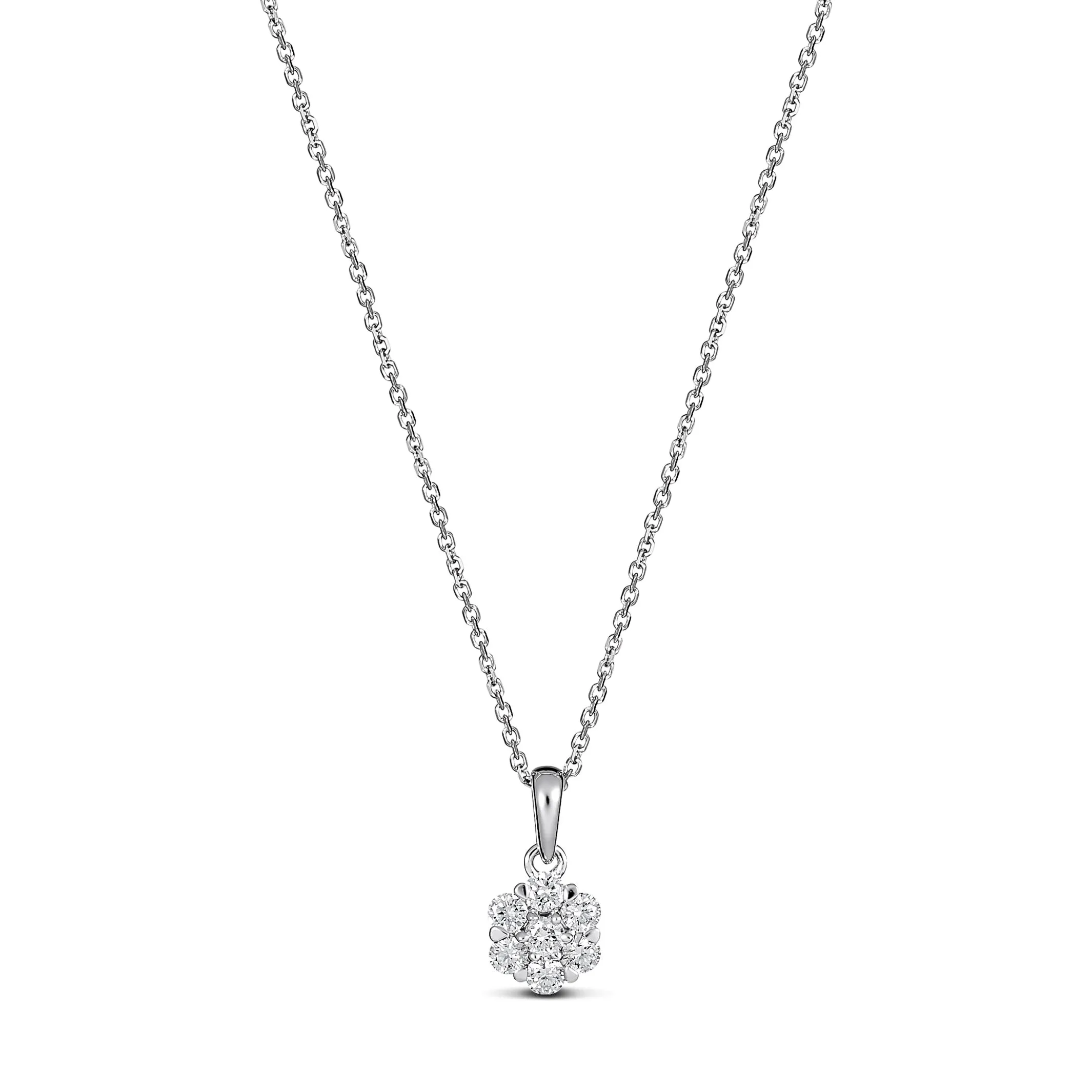 Daisy Diamond Pendant | White Gold