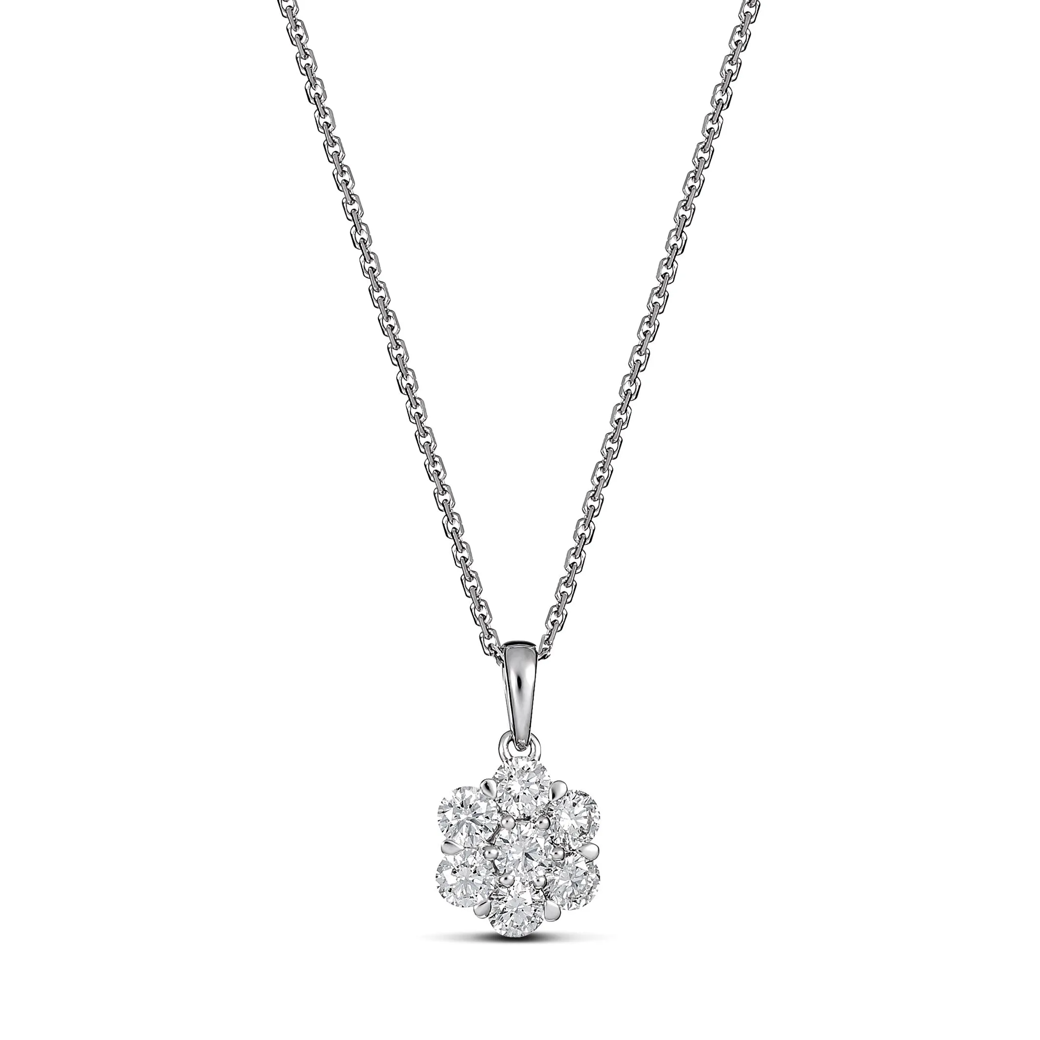 Daisy Diamond Pendant | White Gold