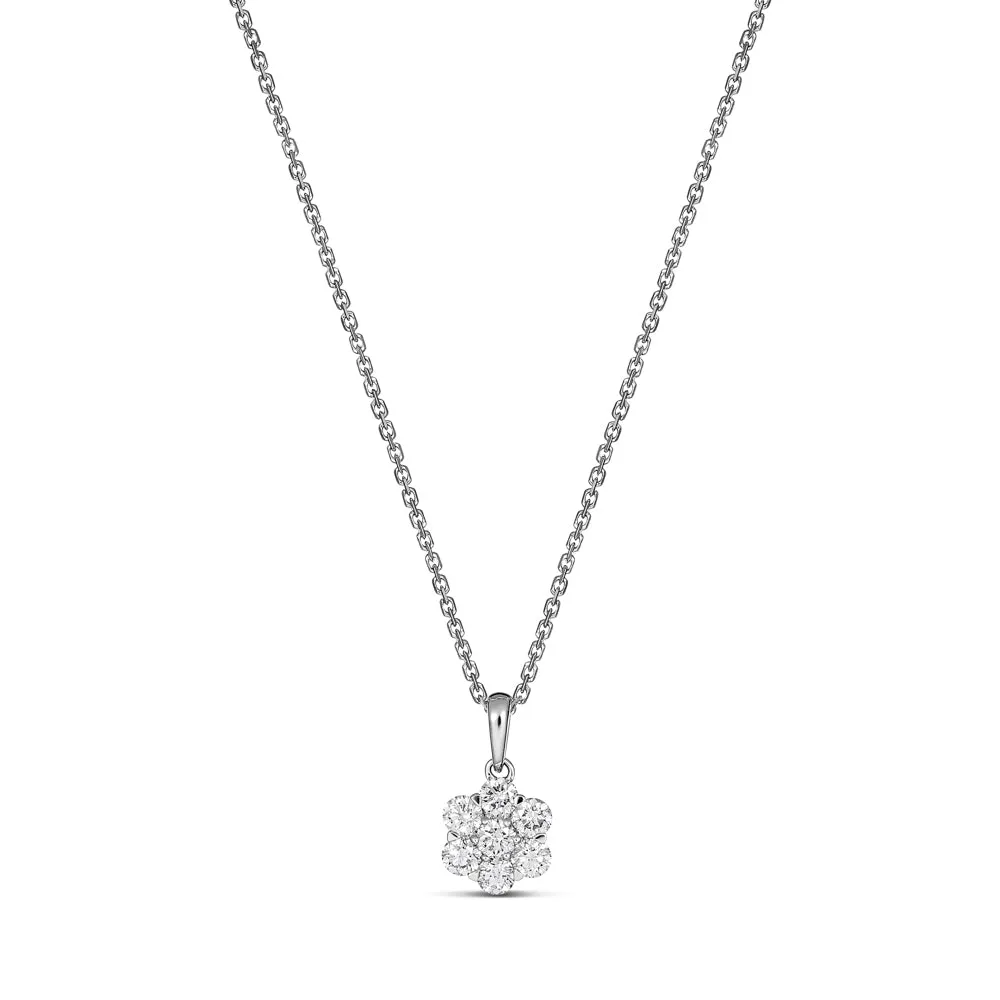 Daisy Diamond Pendant | White Gold